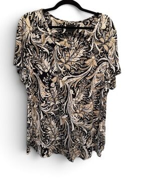 JM Collection Women’s Black & Tan Short Sleeve Top